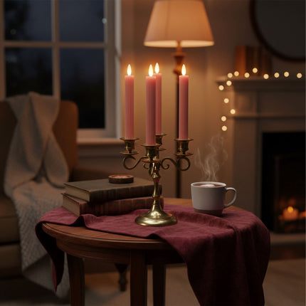 Bougies coniques sans flamme à LED, en cire véritable, lot de 6