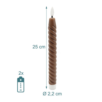 Bougies coniques sans flamme à LED, en cire véritable, lot de 6