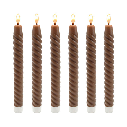 Bougies coniques sans flamme à LED, en cire véritable, lot de 6