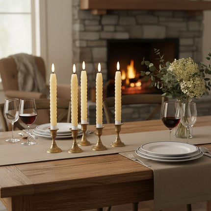 Bougies coniques sans flamme à LED, en cire véritable, lot de 6