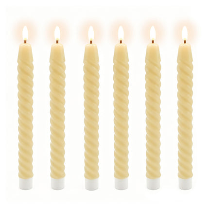 Bougies coniques sans flamme à LED, en cire véritable, lot de 6