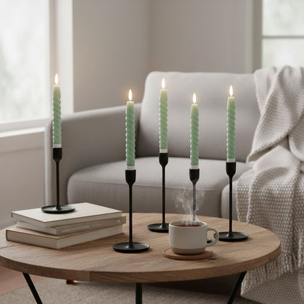 Bougies coniques sans flamme à LED, en cire véritable, lot de 6