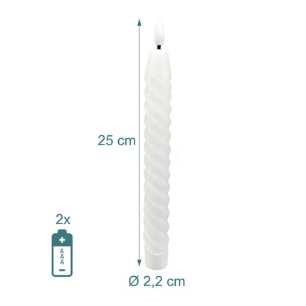 Bougies coniques sans flamme à LED, en cire véritable, lot de 6
