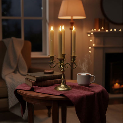 Bougies coniques sans flamme à LED, en cire véritable, lot de 6