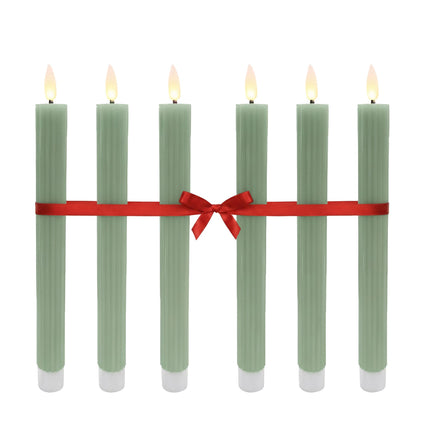 Bougies coniques sans flamme à LED, en cire véritable, lot de 6