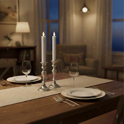 LED Flameless Wax Taper Candles, Set of 4 with Timer