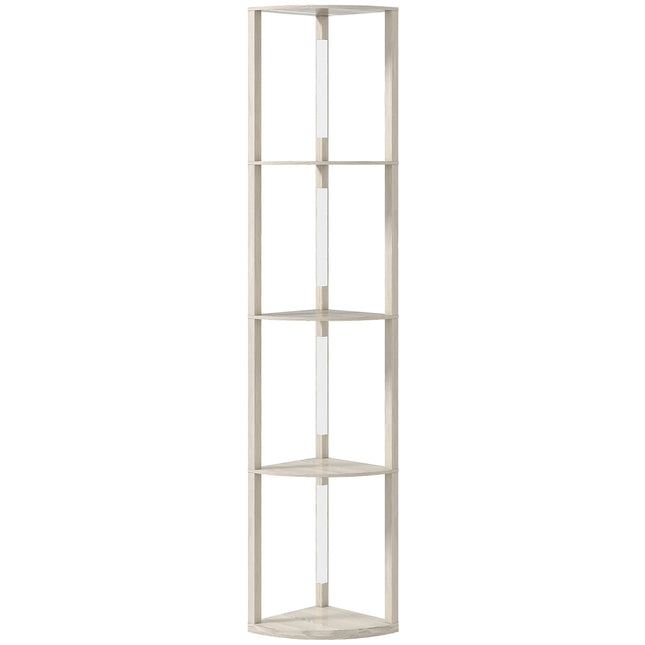 Lampadaire LED avec étagères, intensité variable, finition chêne, 41 x 30 x 164 cm