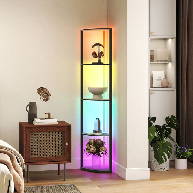 Lampadaire LED avec étagères, RVB, télécommande