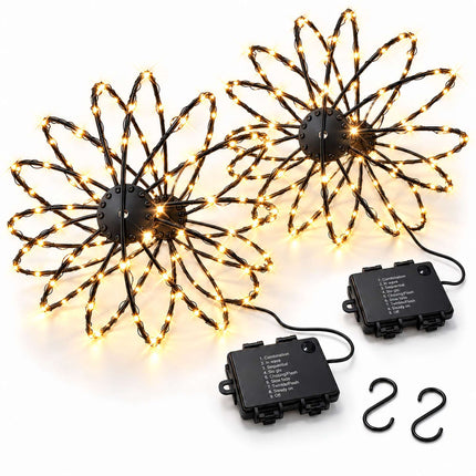 LED Globe Light Set of 2 with 120 LEDs, Battery Operated, 8 Modes, IP44