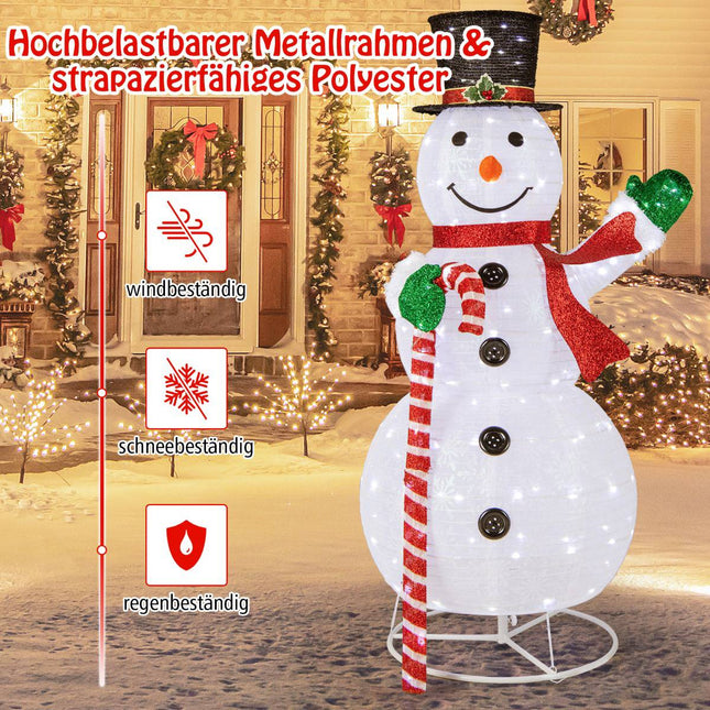 Bonhomme de neige lumineux à LED 150 cm, 180 lumières, piquets d'extérieur