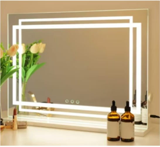 Miroir de maquillage LED, intensité réglable 3 couleurs, tactile, 58 cm