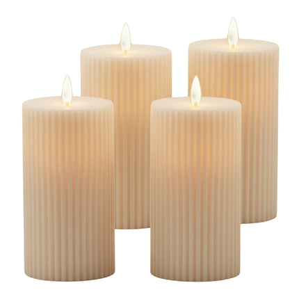 Bougies piliers LED, sans flamme, blanc chaud, lot de 4
