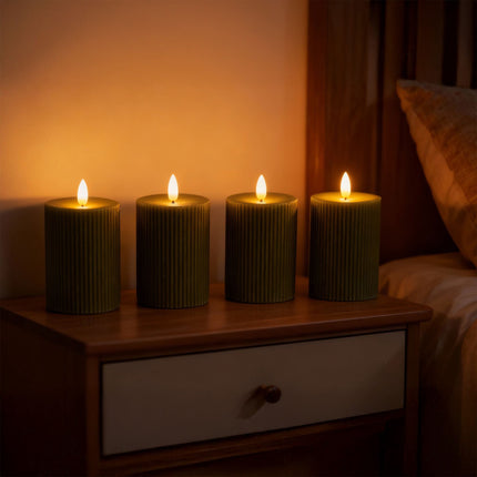 Bougies LED sans flamme en cire véritable, flamme vacillante, lot de 4