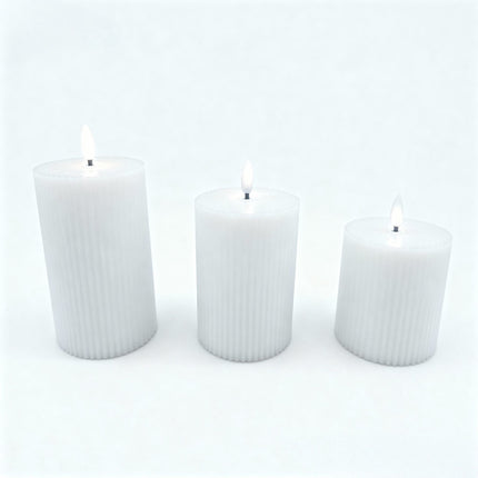 Bougies LED sans flamme en cire véritable, lot de 3