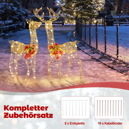 LED Rentier-Familien-Set, 2-teilig, 200 Lichter, für Außen