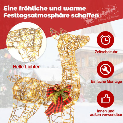 LED Rentier-Familien-Set, 2-teilig, 200 Lichter, für Außen