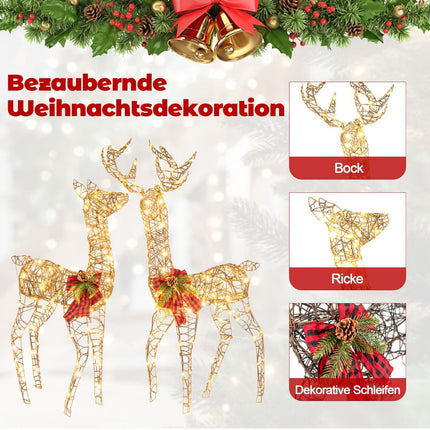 LED Rentier-Familien-Set, 2-teilig, 200 Lichter, für Außen