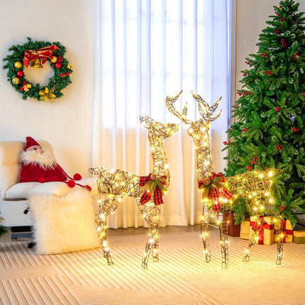 LED Rentier-Familien-Set, 2-teilig, 200 Lichter, für Außen
