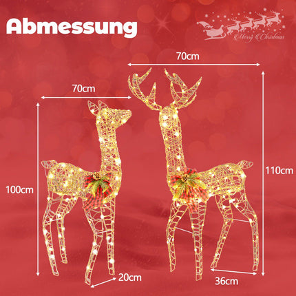 LED Rentier-Familien-Set, 2-teilig, 200 Lichter, für Außen