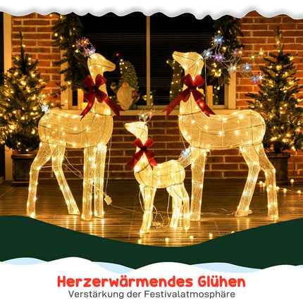 LED-Rentier-Familien-Set – Wasserdicht, Stahl, Polyester