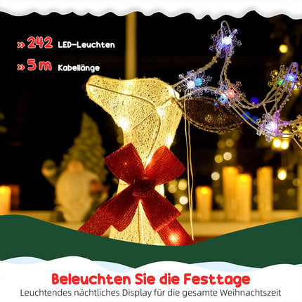LED-Rentier-Familien-Set – Wasserdicht, Stahl, Polyester