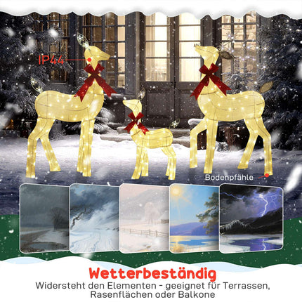 LED-Rentier-Familien-Set – Wasserdicht, Stahl, Polyester