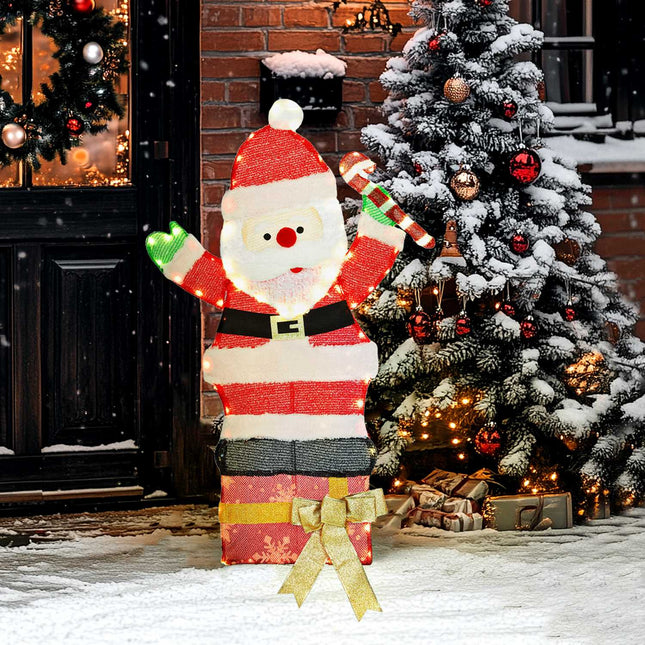 Décoration de Noël Père Noël à LED, 97 lumières blanc chaud, 93 cm