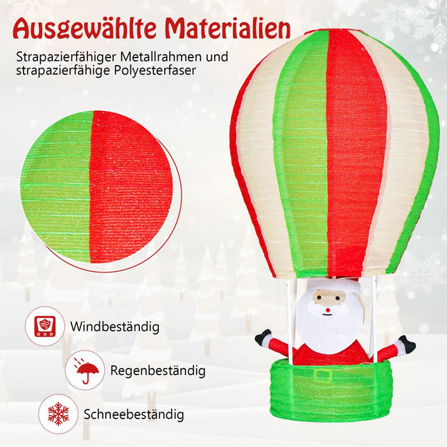 Décoration de montgolfière du Père Noël à LED, 135 cm, 160 LED
