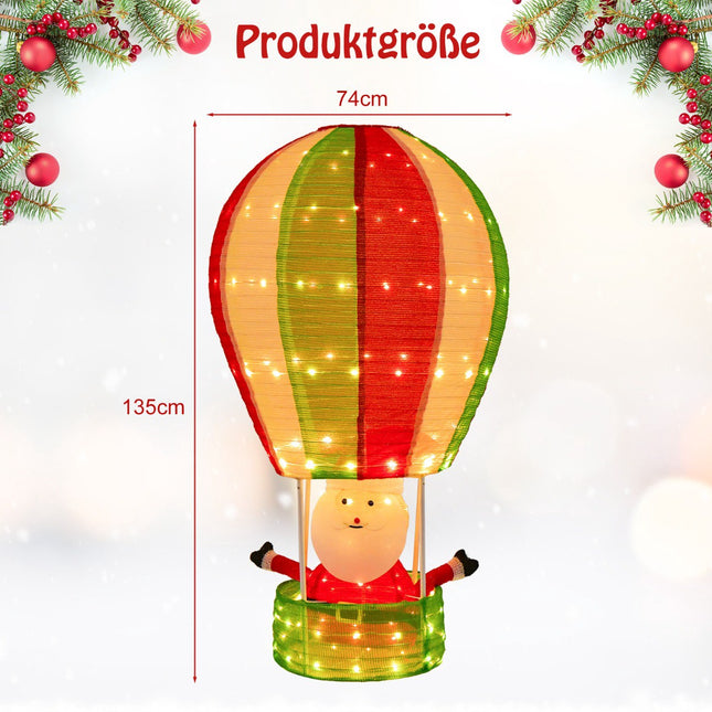 Décoration de montgolfière du Père Noël à LED, 135 cm, 160 LED