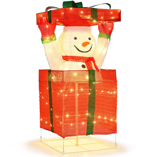 Décoration bonhomme de neige LED avec 100 lumières blanc chaud