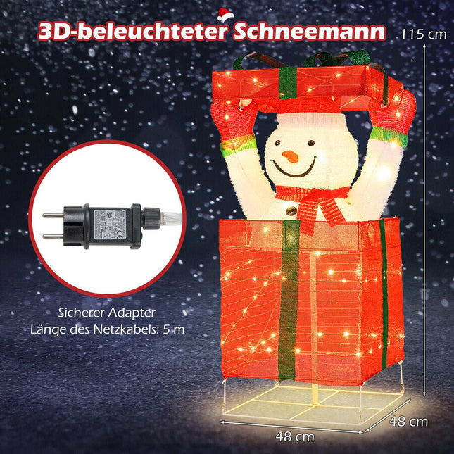 Décoration bonhomme de neige LED avec 100 lumières blanc chaud