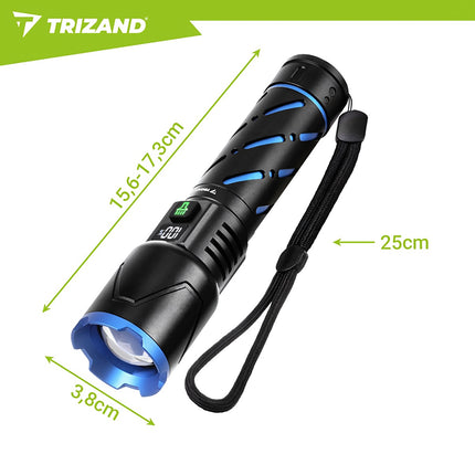 Lampe torche tactique LED 800 lm, rechargeable et étanche