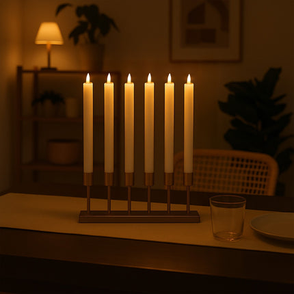 Bougies coniques à LED, sans flamme, télécommande et minuterie, lot de 6