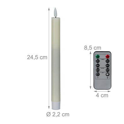 Bougies coniques à LED, sans flamme, télécommande et minuterie, lot de 6