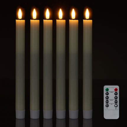 Bougies coniques à LED, sans flamme, télécommande et minuterie, lot de 6