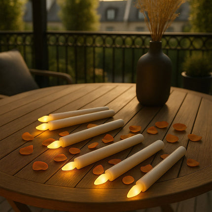 Bougies coniques à LED, sans flamme, télécommande et minuterie, lot de 6