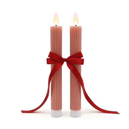 Bougies coniques LED, cire véritable, lot de 2, fonction minuterie