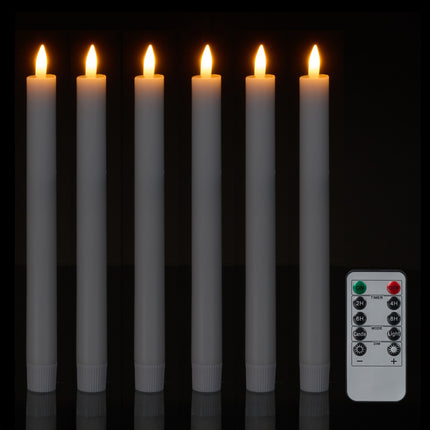 LED-Stabkerzen mit Timer und Fernbedienung, 6er-Set