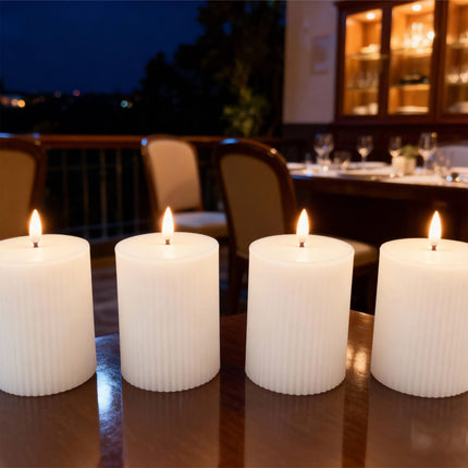 Bougies LED en cire, sans flamme, à effet flamme vacillante, lot de 4