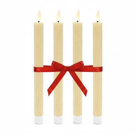 Bougies coniques en cire à LED, flamme vacillante, lot de 4