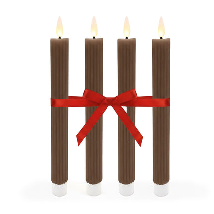 Bougies coniques LED en cire, lot de 4, sans flamme avec minuterie
