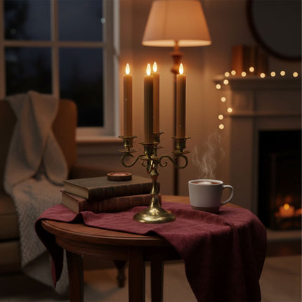 Bougies coniques LED en cire, lot de 4, sans flamme avec minuterie