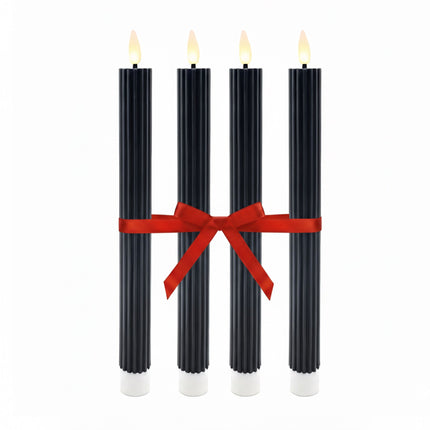 Bougies coniques LED en cire, lot de 4, sans flamme avec minuterie