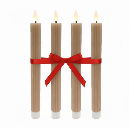 LED Wachs-Stabkerzen, 4er-Set, flackernde Flamme