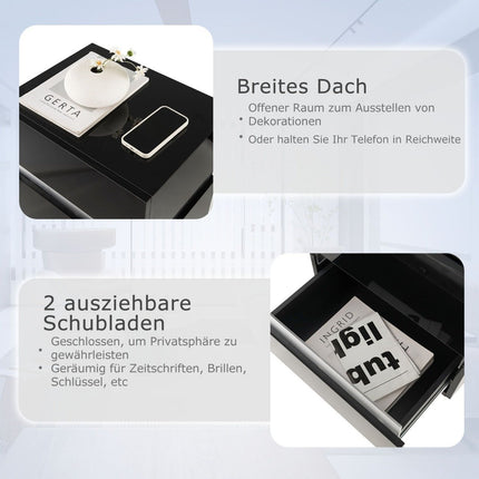 LED-Nachttisch mit 2 Schubladen &amp; Fernbedienung &amp; dynamisch/statisch beleuchteter Nachttisch