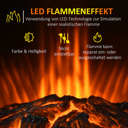 Elektrischer LED-Ofenheizer mit Flammeneffekt, 2 Heizstufen