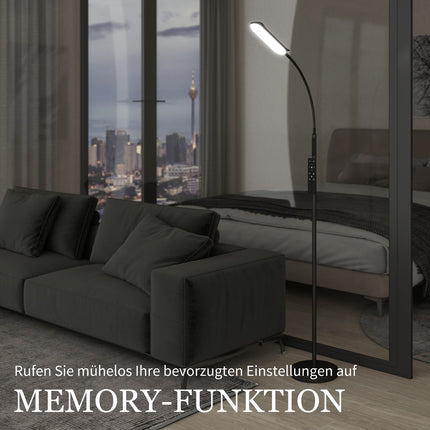 LED-Stehleuchte, 5 Modi, Memory-Funktion, einstellbare Helligkeit, Stahl, schwarz