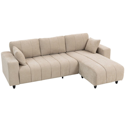 Canapé d'angle beige avec méridienne réversible, 4 places