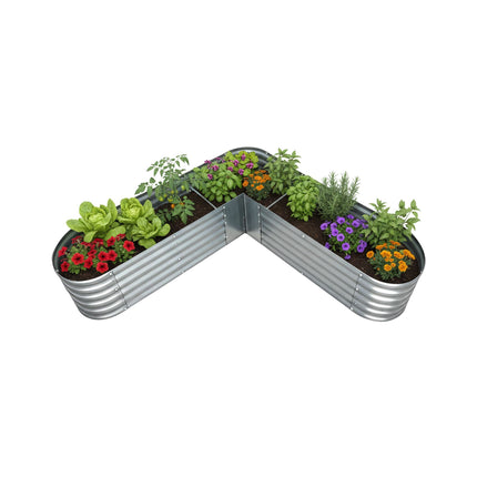 Potager surélevé en métal en forme de L pour légumes et herbes aromatiques