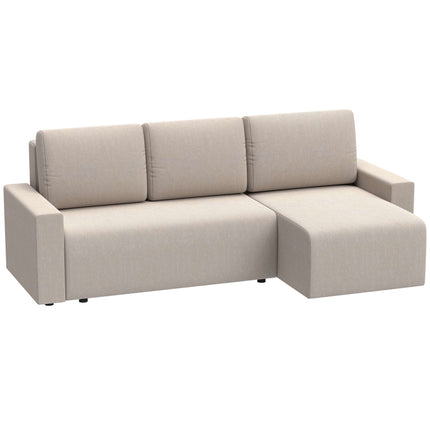 Canapé-lit d'angle avec rangement et méridienne réversible - Beige